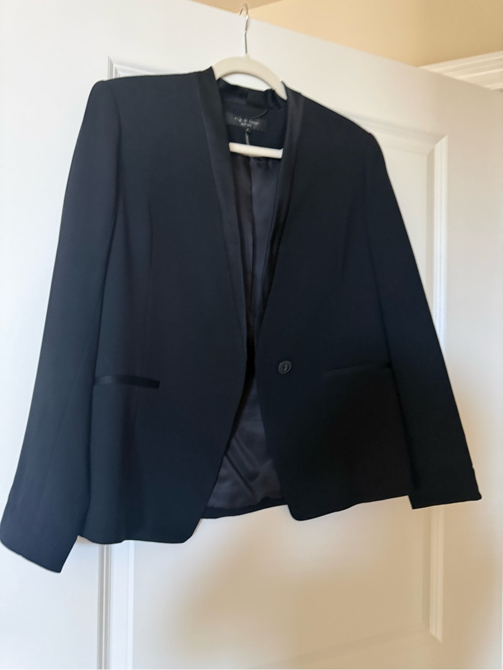rag & bone Black Women's Single-Button Blazer with Satin Trim